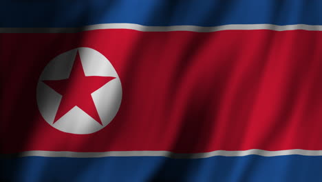 North-Korean-Pyongyang-Regime-Flag-Fluttering-In-Wind,-3d-Rendering